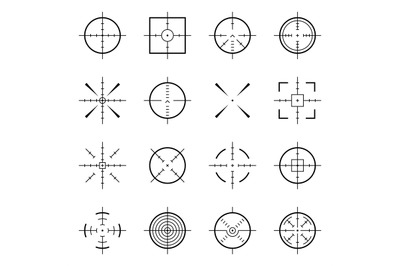 Unusual bullseye, accurate focus symbols. Precision aims, shooter targ