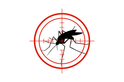 Mosquito in red target. Anti mosquitoes, dengue epidemic insect contro