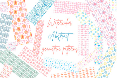Abstract geometric watercolor patterns