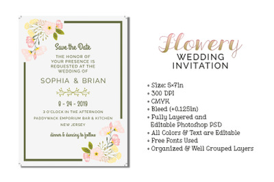 Flowery Wedding Invitation