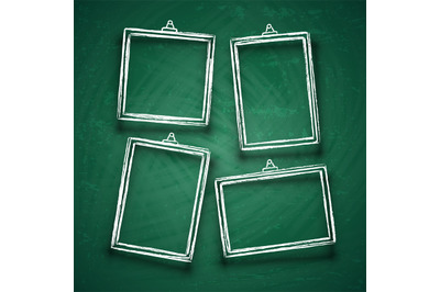 Chalk cute photo frames. Abstract picture frame borders for wedding in