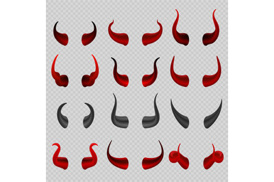 Devil horns collection. Satan hell vector symbols