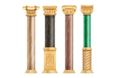 Classic arabic architecture golden columns with stone marble pillar ve