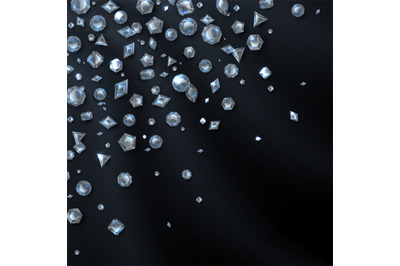 Shiny expensive diamond gems isolated on black backdrop. Jewelry and l