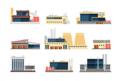 Industrial factory, power plant and warehouse buildings. Industrial co