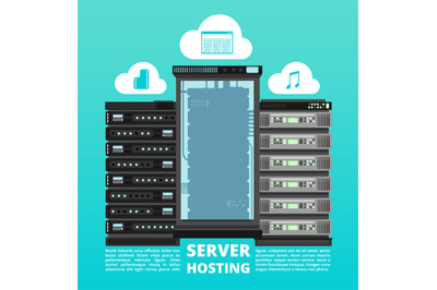 Website cloud hosting&2C; digital data storage and computer server suppor