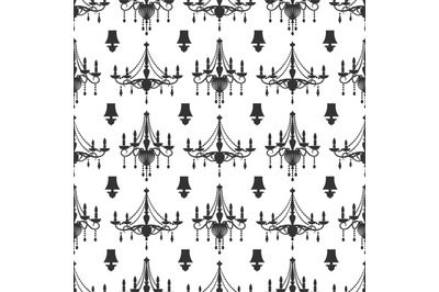 Elegance crystal chandeliers seamless pattern design