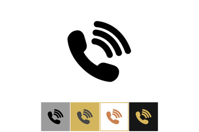 Phone icon, telephon talking symbol on gold and white