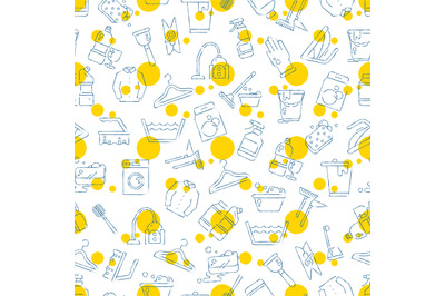 Cleaning, washing, housework seamless pattern design