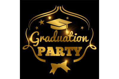 Shining golden graduation party banner background