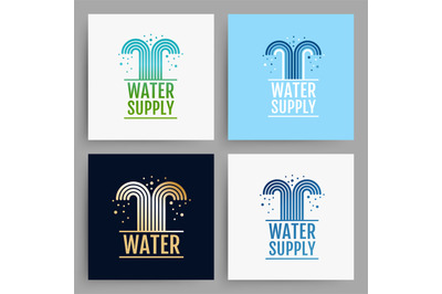 Water supply logo design. Cards collection