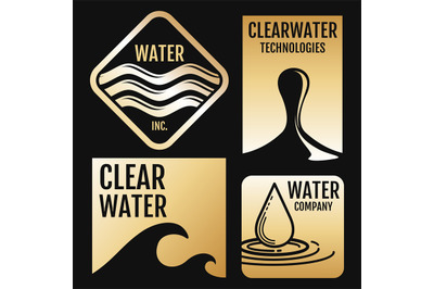 Water vector logos and labels set with aqua symbols