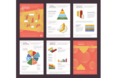 Annual report design. Business buklet pages layout with abstract shape