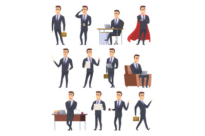 Poses business characters. Professionals male managers working sitting