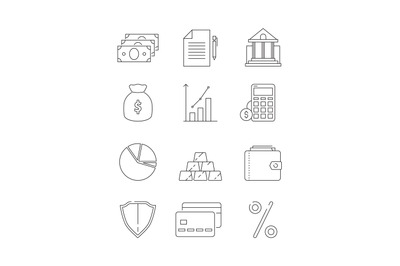 Finance icons. Business and bank economy payment money global finances