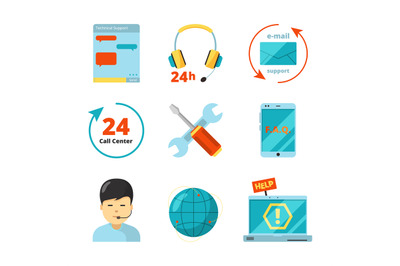 Customer service icon. Support 24h business help call center managers