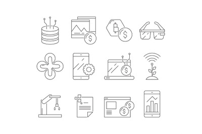 Business and technology icons. Software program sync internet network