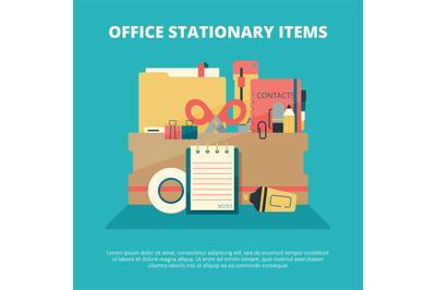 Office stationary collection. Business gadgets manager education suppl