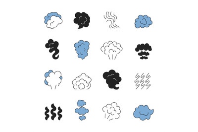 Steam line symbols. Smell of cooking food vapour smoke outline vector