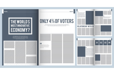 Magazine layout. Mockup template of modern magazine advertisement broc