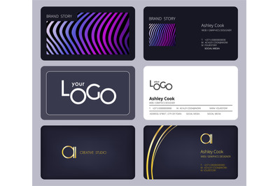 Business cards template. Corporate identity visiting cards with place