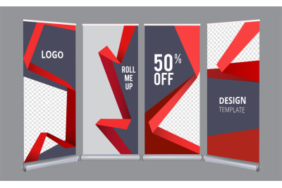 Roll up banners. Advertizing stand office mall presentation vertical p