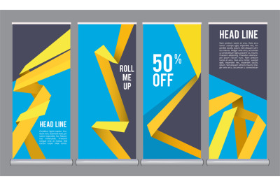 Vertical banners template. Mall roll up office presentation advertizin