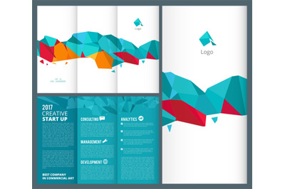 Trifold leaflet. Business brochure folded vector design template