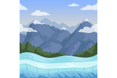 Winter mountain background. Outdoor rocky hills terrain snow relief ve