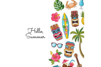 Vector cartoon summer travel elements background illustration