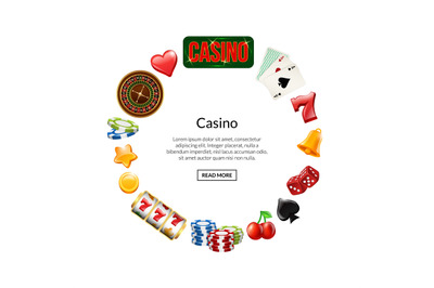 Vector realistic casino gamble in circle with place for text illustrat