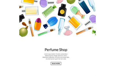 Web banner vector perfume bottles background illustration