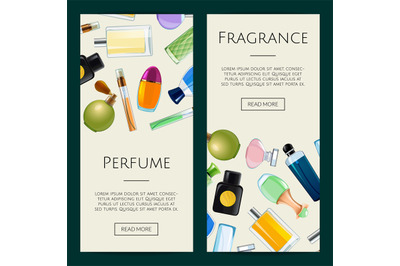 Vector perfume bottles web banner templates illustration