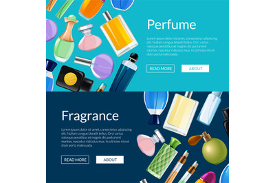 Vector perfume bottles web banner templates illustration