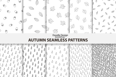 Autumn seamless patterns. Handdrawn