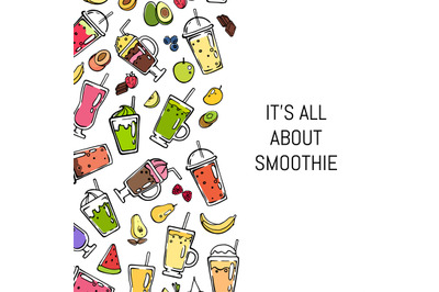 Vector doodle smoothie background illustration banner and poster