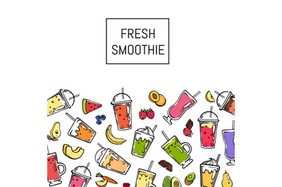 Vector doodle fresh smoothie drink background illustration