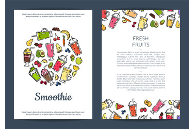 Vector doodle smoothie card or flyer template illustration