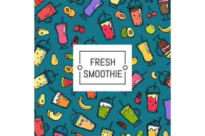 Vector doodle smoothie background and pattern illustration