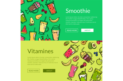 Vector doodle smoothie web banner templates illustration