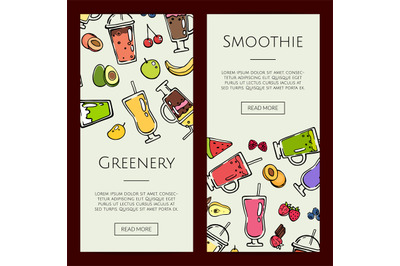 Vector doodle smoothie web banner templates illustration