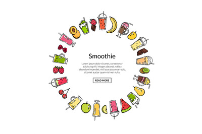 Vector doodle smoothie in circle shape illustration