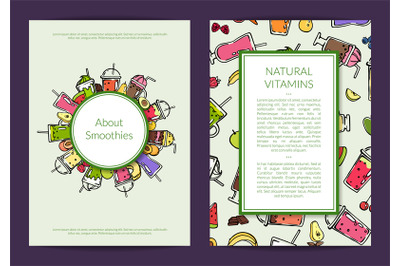 Vector doodle smoothie card or flyer template illustration