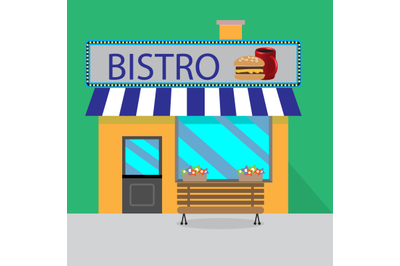 Building bistro barbershop laundry