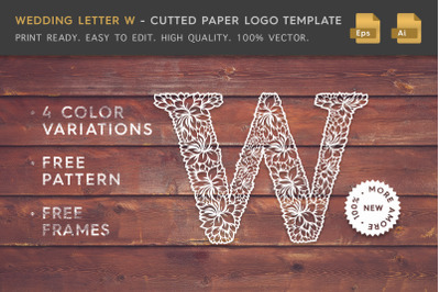 Wedding Letter W - Cutted Paper Logo Template