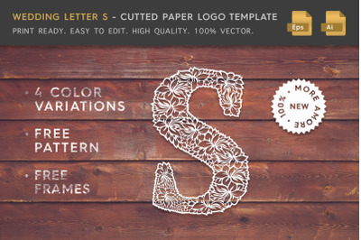Wedding Letter S - Cutted Paper Logo Template