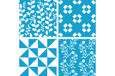 Blue and white patterns set
