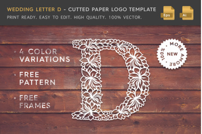 Wedding Letter D - Cutted Paper Logo Template