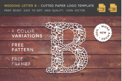 Wedding Letter B - Cutted Paper Logo Template