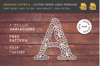 Wedding Letter A - Cutted Paper Logo Template